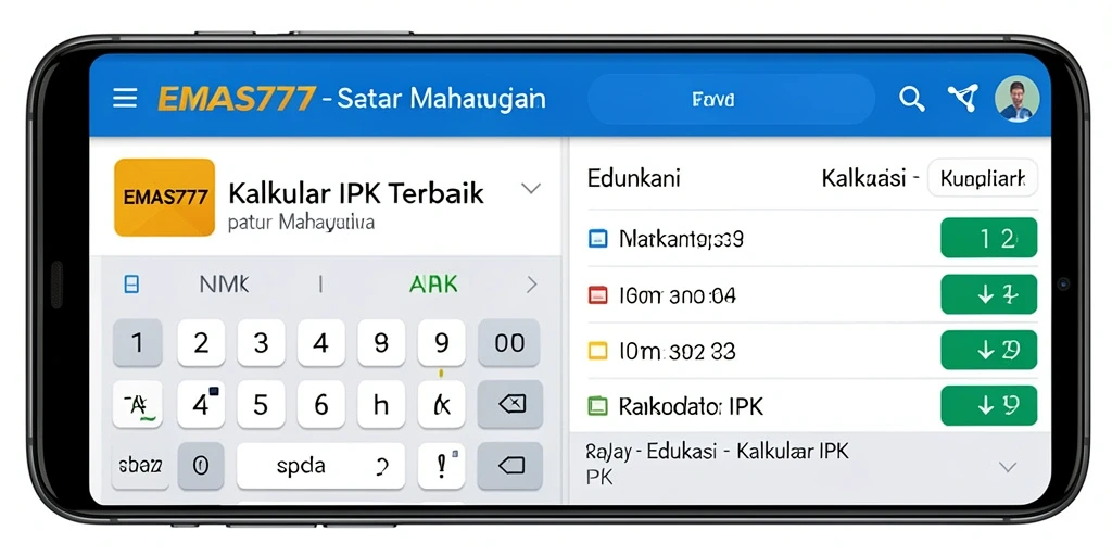 Antarmuka aplikasi EMAS777 yang menampilkan kalkulator IPK sederhana dan efektif.
