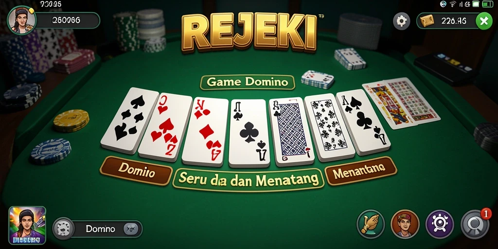 Antarmuka permainan domino yang menarik dan mudah digunakan.