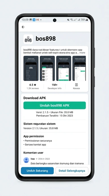 Tampilan halaman APK bos898