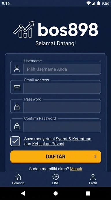 Tampilan halaman daftar bos898